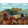 thumbnail image 2 of Fab Funky 24x20 Gold Ornate Wood Framed with Double Matting Museum Art Print Titled - Pheasant Trio in Field, 2 of 4