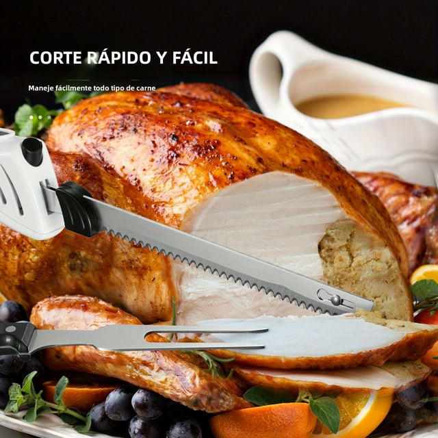 Cuchillo Eléctrico con 2 Cuchillas para Cortar Carne, Pollo, Pan y Espuma de Manualidades – Sin Batería