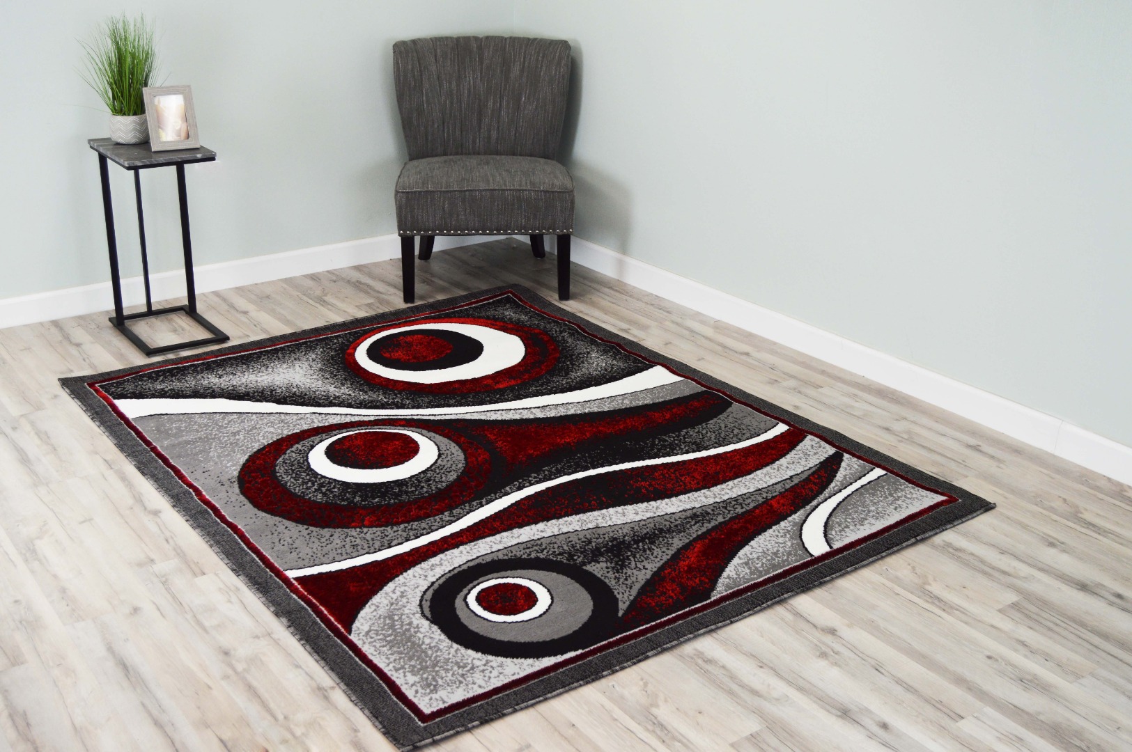 Star Polyester Modern Wave Contemporary Abstract Area Rug Design 1311