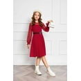 thumbnail image 4 of Arshiner Girls Polka Dot Mesh A-Line Dress Youth Long Sleeve Formal Party Dress with Side Pockets, 4 of 9