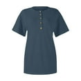 thumbnail image 6 of YMNXA Women'S T Shirts Short Sleeved Solid Color Button Fashion Comfortable Soft Top For Daily Wear Light Blue Xl, 6 of 6