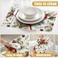 thumbnail image 4 of Red Cardinal Placemats Set of 6, Christmas Berry Bird Linen Place Mat Washable Stain Resistant Table Mats for Farmhouse Kitchen Dining Party Wedding Decor 12x18 Inch, 4 of 6