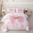 thumbnail image 2 of Erosebridal Girly Pink Bowknot Quilt Full for Girls Boys, Princess Fairy Castle Full Bedspread Sets, 3pcs, 2 of 7