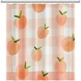 thumbnail image 4 of Pink Peach Shower Curtain for Girly Bathroom Dreamy Sweet Check Fruits Shower Curtain with Hooks Polyester Waterproof Fabric Home Bathtub Shower Curtain Decorative, 72x72 Inch, 4 of 6