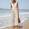 thumbnail image 2 of Avolia Women's Button Front Sleeveless Jumpsuit Wide Leg Blend Romper with Pockets, 2 of 4