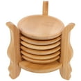 thumbnail image 1 of 1 Set Round Coasters Bamboo Coaster Coffee Coaster Tea Coaster Table Coaster with Coaster Holder, 1 of 2