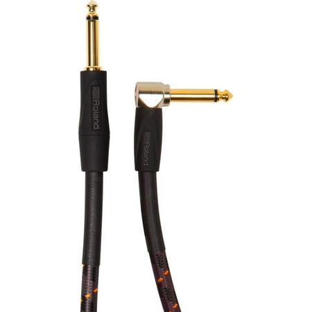 Roland Gold Series Instrument Cable - Straight 1/4" TS to Right Angle 1/4" TS - 20 ft