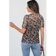 thumbnail image 2 of Women's Black Sheer Floral Mesh Round Neck T-Shirt - Elegant & Lightweight - [ZhiHiMeRi] | (US 12-14)L, 2 of 12