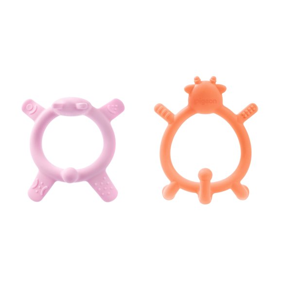 Pigeon - Ensemble de Dentition en Silicone (Rose + Orange)