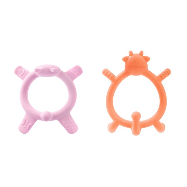 Pigeon - Silicone Teether Set (Pink + Orange)