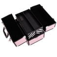 thumbnail image 4 of Makeup Train Case, Aluminum Alloy Jewelry Box Organizer Pink, 4 of 8