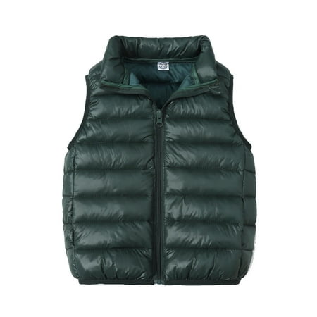 

Virmaxy Toddler Baby Girls Boys Puffer Vest Unisex Kids Windproof Padded Down Vest Solid Sleeveless Full Zip Up Tank Tops Jacket Fall Winter Lightweight Warm Coat Olive Green 3T