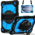 thumbnail image 3 of ELEHOLD Rugged Hybrid Case For Samsung Galaxy Tab A9, with Built-in Kickstand 360° Rotating Handstrap Crossbody Shoulder Strap Shockproof Heavy Duty Case, Black+Blue, 3 of 9