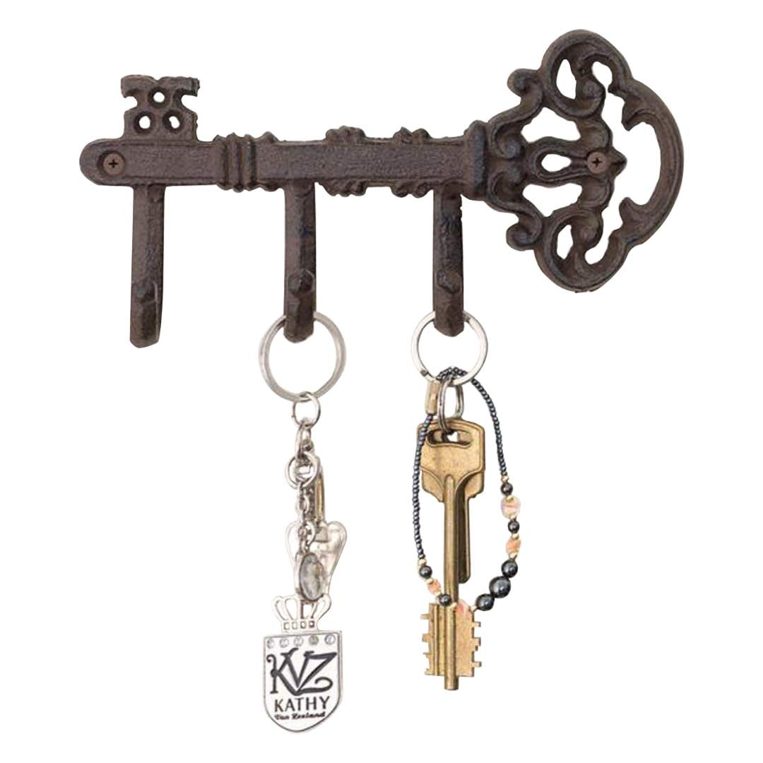 Decorative Wall Mounted Skeleton Key Holder Vintage Key With 3 Hooks