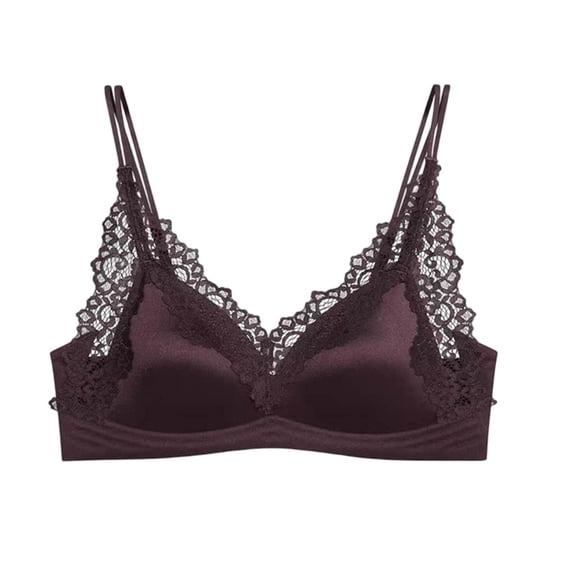 ATOYSOY Lace V Neck Wireless Bra Thin Strap Breathable Comfortable Bras Solid Color Fashionable Style Bralette for Daily Casual All Season Everyday Wearing