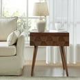 thumbnail image 3 of 23" Wooden End Table Set of 2 with Charging Station and Tray Modern for Living Room Walnut, 3 of 8