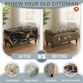 thumbnail image 6 of FOR U DESIGNS Black Gold Marble Print Flip-Top Storage Ottoman Slipcover Stretch Footstool Slipcover Washable Rectangle Foot Chest Cover with Elastic Band, Non-Slip Anti-Dust Stool Protector, 6 of 7