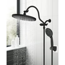 10'' Self-cleaning Rain Shower Head, High Pressure Handheld Shower Head, Showerhead Combo with 12'' Adjustable Curved Shower Extension Arm, 7-Spray, 71'' Hose, Showerhead Holder, Oil-Rubbed Bronze