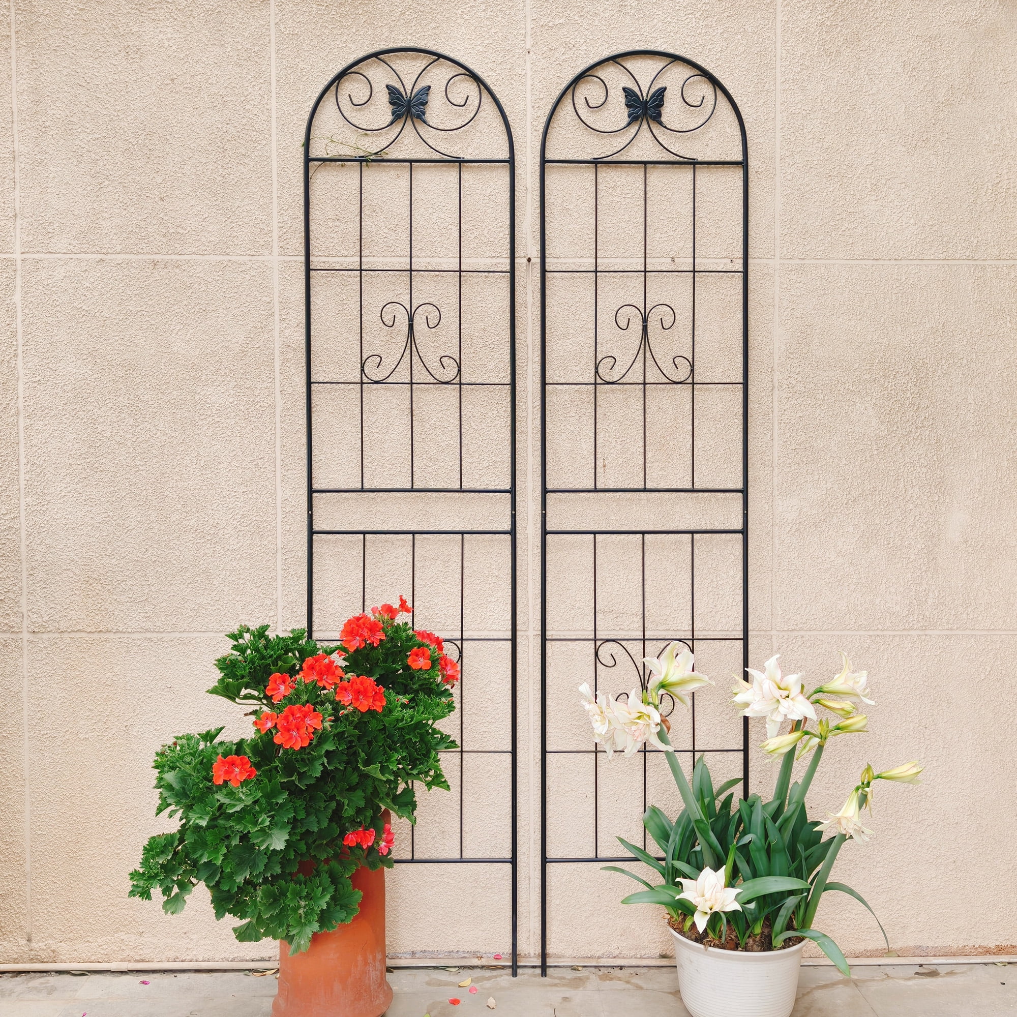 2 Pack Metal Garden Trellis Rustproof Trellis for Climbing Plants Outdoor Flower Support Black 86.7" x 19.7"
