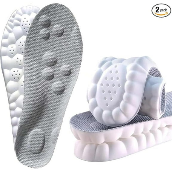 High Elastic Latex Insoles, Shock-Absorbing And Cushioning, Arch Support Sports Shoe Insoles, Breathable-Grey EUR43-44