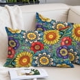thumbnail image 2 of Boho Colorful Floral Throw Pillow Covers, Spring Flower Botanical Sunflowers Plant Soft Breathable Pillow Cases with Invisible Zipper, Toddler Pillowcases for Couch Bed Sofa Chair 12x20 Inches, 2 of 9