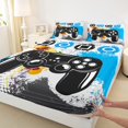 thumbnail image 3 of Feelyou Cartoon Gamepad Boys Full Size Sheets, Blue Watercolor Graffiti Bed Sheets, Video Game Player Sheet Sets, Breathable Home Decor, 4 Pieces, 3 of 7