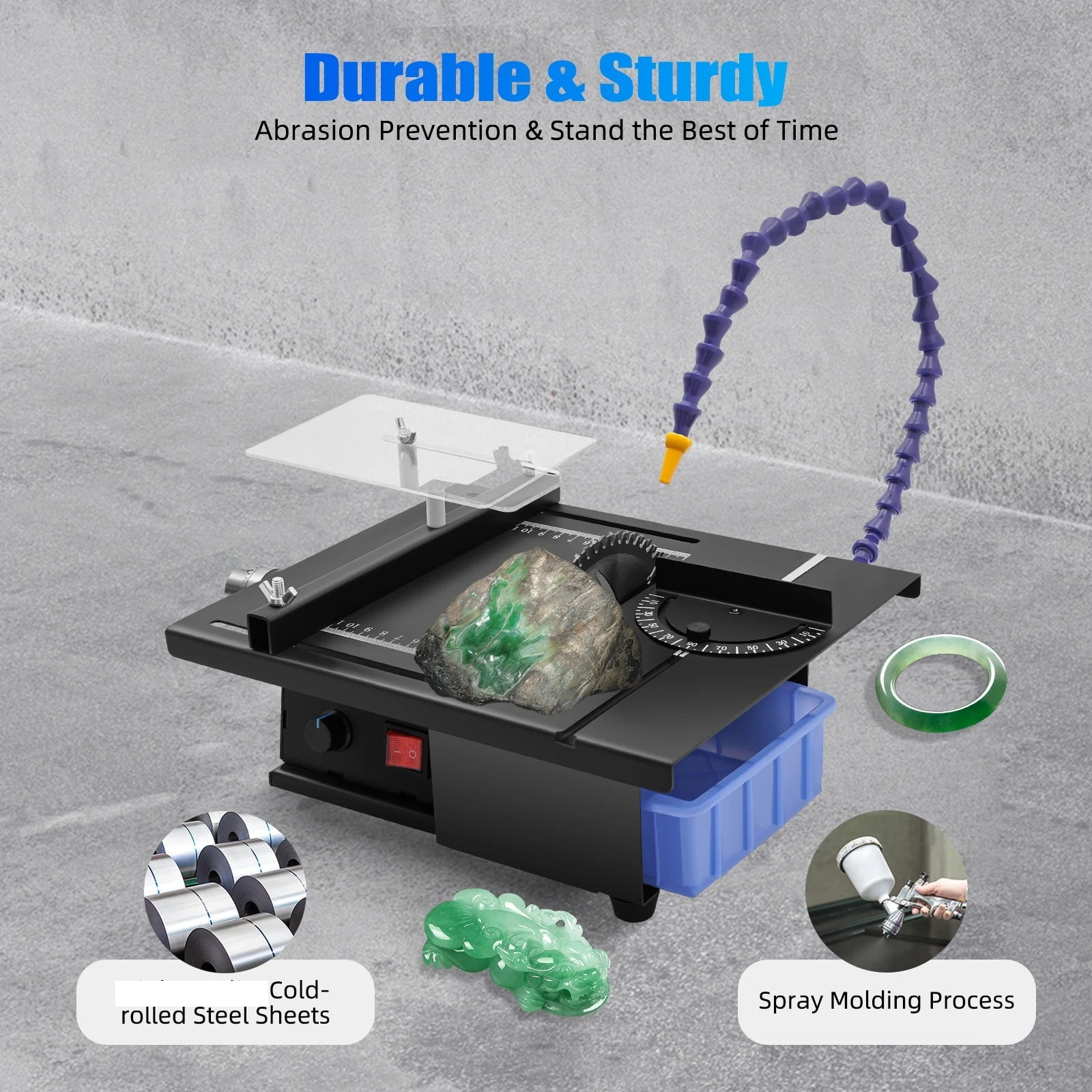 Gemstonestone Faceting Cutting Carving Polishing Machine, 7-Speed Multi-functional Gemstonestone Jade Grinder Polisher Kit Machine Bench Grinder