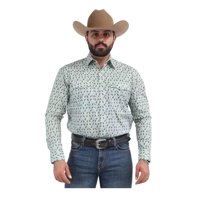 Camisa Vaquera Hombre Icy Denver Verde Caballos A-chh182