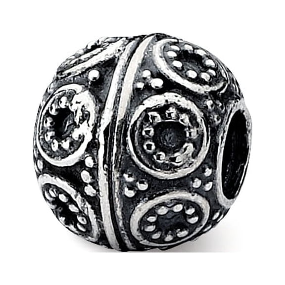 The Black Bow Sterling Silver Antiqued Artisan Double Circle Design Bead Charm