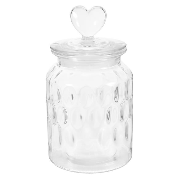 Glass Sealed Can Food Storage Tank Sealed Food Container Tea Jar with Heart Handle Lid