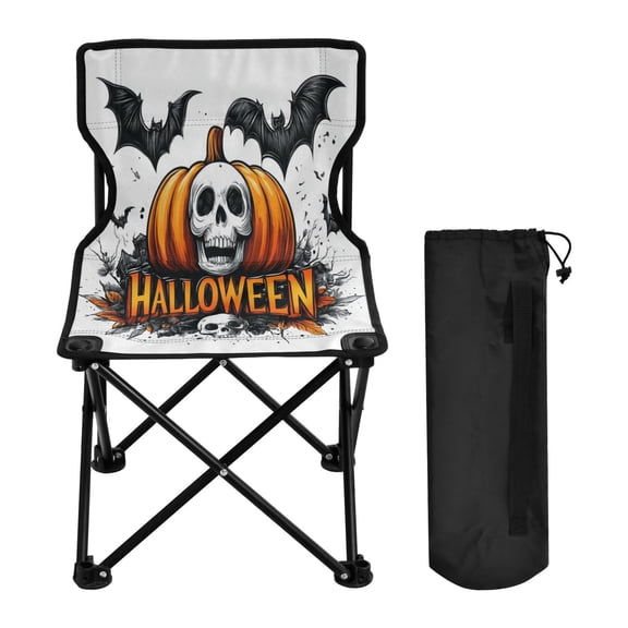 600D Oxford Camping Chair Portable Foldable Chair Supports 220 lbs for Picnic, Fishing, Backpacking Halloween Elements Logo