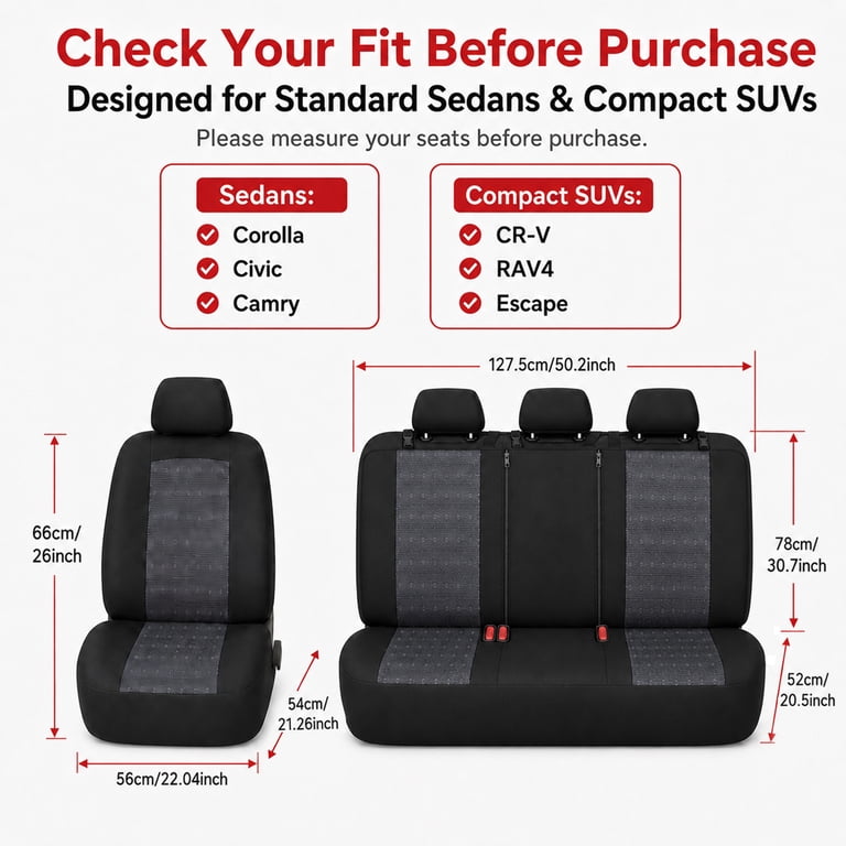 FLORAY Universal Car Seat Covers Full Set, Airbag Compatible photo 8