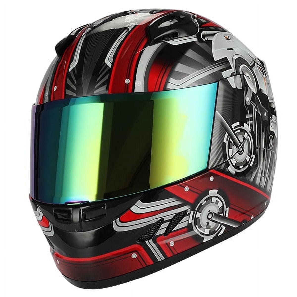 1STORM Adult FULL FACE BIKE MOTORCYCLE HELMET MECHANIC DJ11CLS SKULL RED