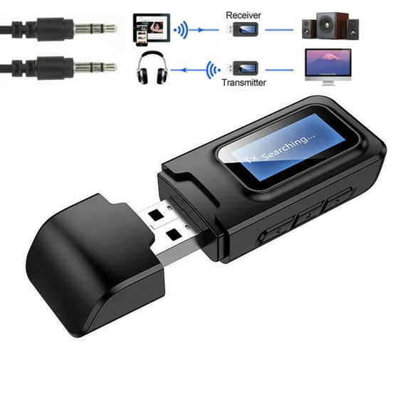 CNKOO Bluetooth Transmitter for TV Bluetooth TV Adapter Receiver with LCD Display USB Bluetooth TV Transmitter for TV Car PC