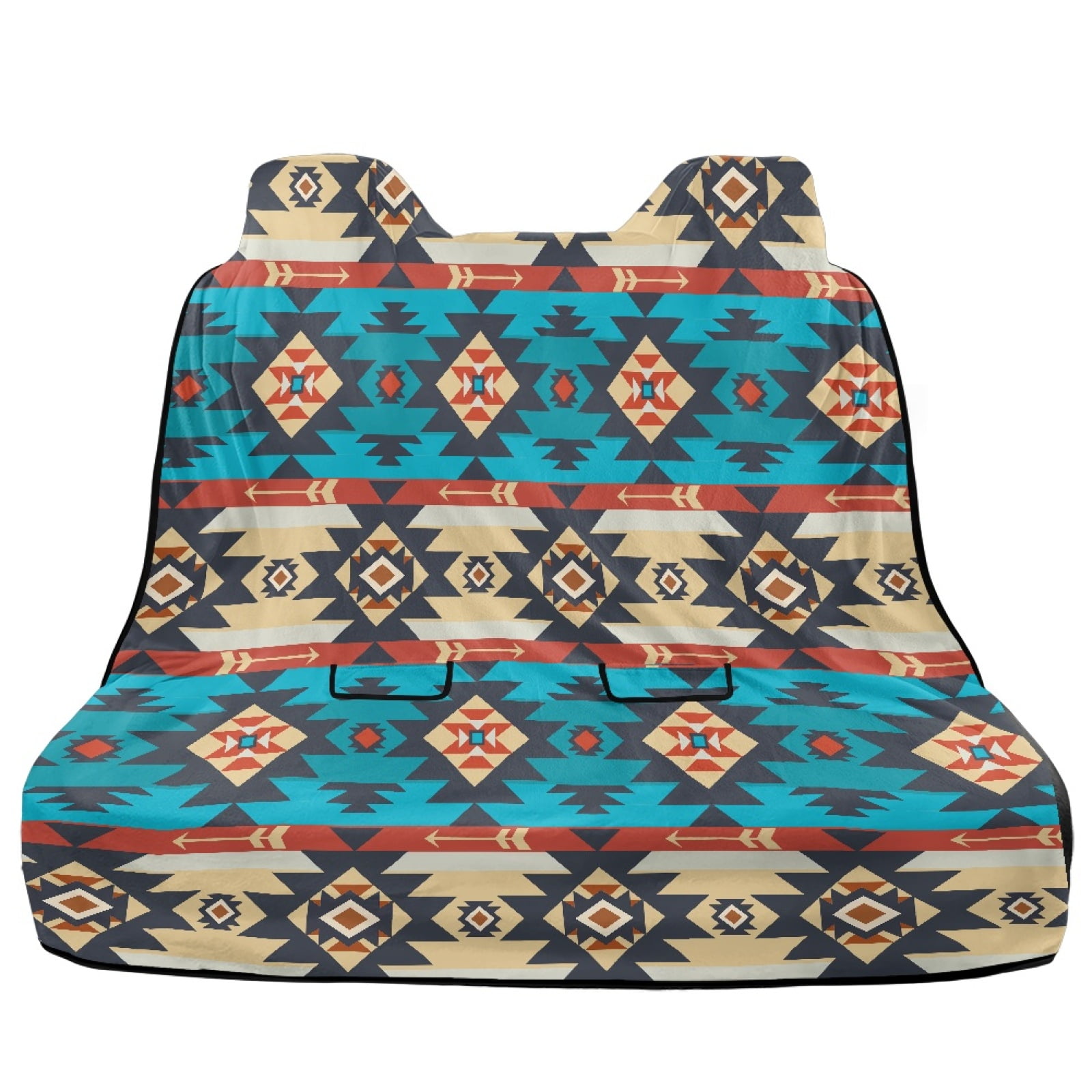 Xoenoiee Aztec American Tribal Geometry Print Rear Bench Towel Seat Covers Heavy-Duty Back Seat Cover for Dogs Waterproof Car Seat Cover Non-Slip Back Seat Protector Fits Cars SUVs Trucks