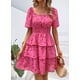 thumbnail image 4 of Vestido PRETTYGARDEN 2025 Floral de Verano con Escote Cuadrado Rojo Talla L, 4 of 8