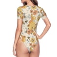 thumbnail image 4 of Naloa Groovy Floral Women's Short-Sleeved Onesie, One-Piece Swimsuit for Parties, dates, clubs - XX-Large, 4 of 9