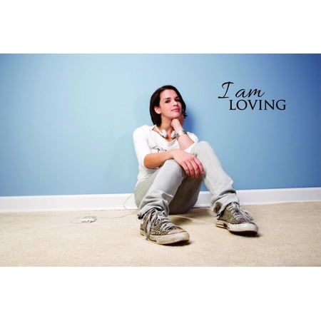 Decal Wall Sticker - I Am Loving Inspirational Life Quote - Self Esteem Home Decor Picture Art 8x20 Inches