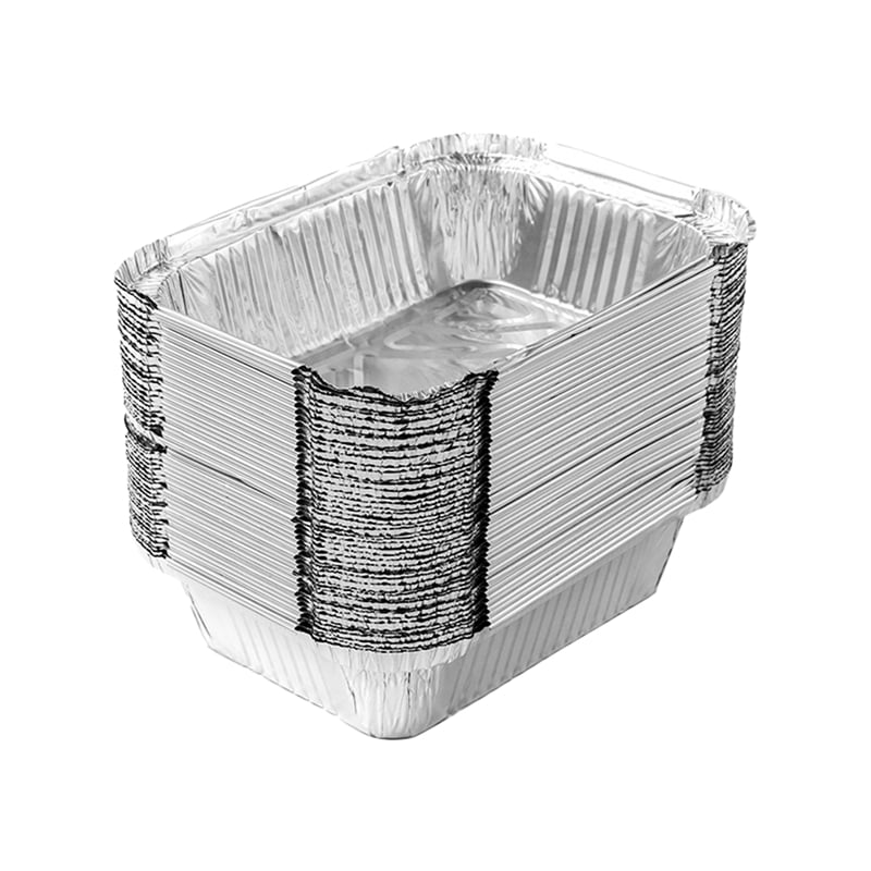 Riapawel 50Pcs Disposable Bbq Aluminum Foil Pans TakeOut Food Containers Rectangle Lunch Box