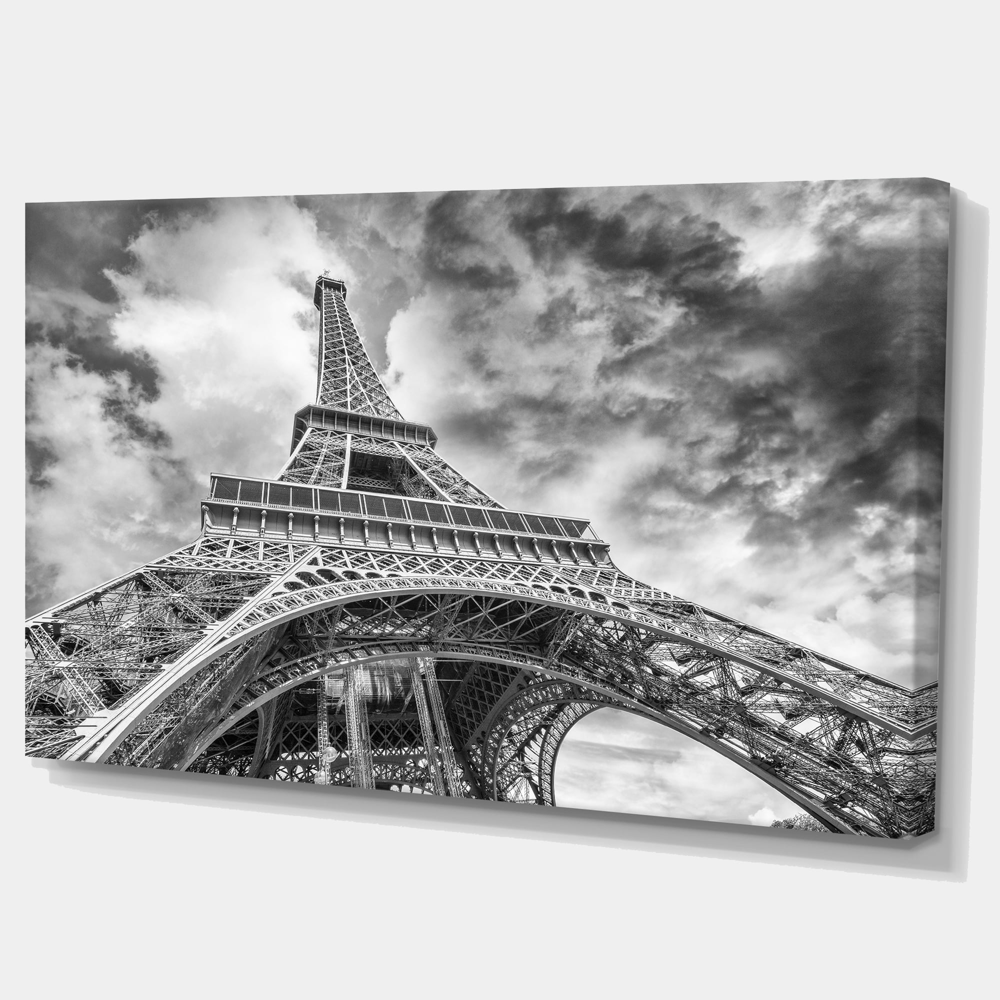 Designart 'Black and White View of Paris Paris Eiffel Tower ' Cityscape Canvas Print