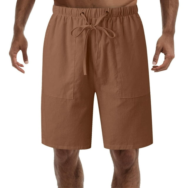 Aayomet Mens Workout Shorts Waist Drawstring Elastic Waist Solid Shorts With Pockets (Brown, XXXXL)