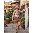 thumbnail image 4 of BemeyourBBs Western Toddler Baby Girls Cowgirl Outfit Denim 2 Piece Outfit Baby Girl Summer Clothes Kids Cute Horse Print Camisole Tank Vest Tops and Elastic Frayed Jeans Shorts Set, 4 of 9