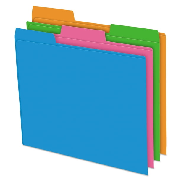Pendaflex Glow Poly File Folders, 1/3 Cut Top Tab, Letter, Assorted