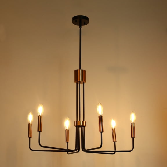 LOHASLED Farmhouse Chandelier Light Fixtures Ceiling Hanging 6 Lights Modern Candle Matte Black Ceiling Light Fixtur for Dining Room Kitchen Island Living Room Foyer