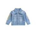 thumbnail image 1 of Seyurigaoka Girls Long Sleeve Sequin Patchwork Button Down Ripped Denim Jackets, 1 of 6