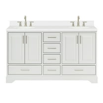 Ariel Stafford 61 Inch Double Oval Sink Vanity With White Quartz Countertop W/1.5" Edge In White