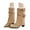 Khaki, variant on Fold Over Wide Calf Fall Boots for Women Buckles Strappy Chunky Heel Pointed Toe Pull on Mid Calf Booties