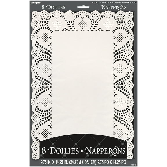 Paper Doily Party Placemats, 14.25 x 9.75 in, White, 8ct