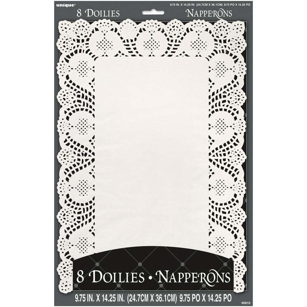 Paper Doily Party Placemats, 14.25 x 9.75 in, White, 8ct