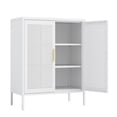 thumbnail image 6 of AENKYO Heavy-Duty Steel Cabinet with Ventilated Grid Doors & Gold Handle, Adjustable Shelves, for Home & Office, White, 6 of 8